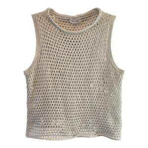 CALVIN KLEIN OPEN STITCH TANK TOP 100% COTTON WHITE  SIZE LARGE